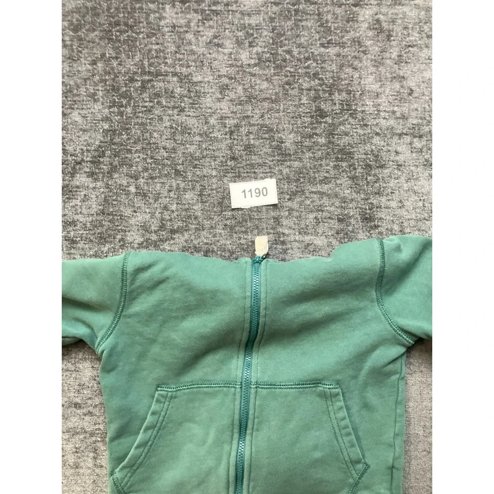 J.CREW Crewcuts French Terry Zip-Up Hoodie Girls XS 4-5 Green Cotton Long Sleeve